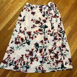 Floral Faux Wrap Midi Skirt